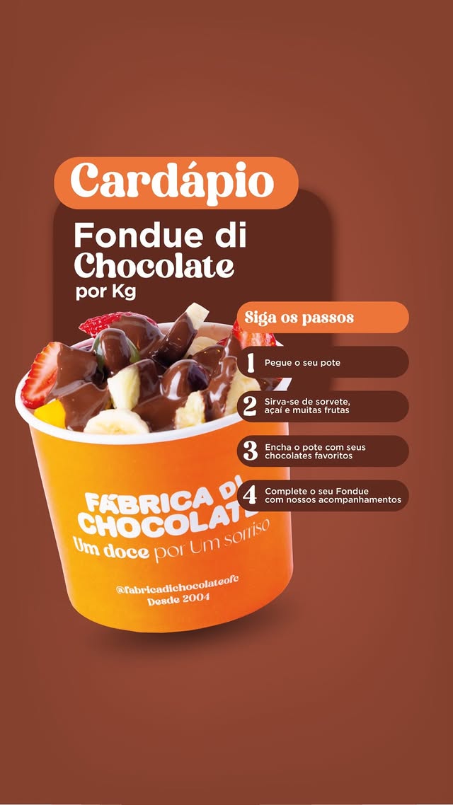 Cardápio de fondue di chocolate